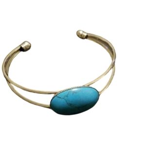 CUFF BRACELET silver tone turquoise unisex gender neutral